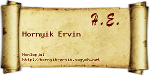 Hornyik Ervin névjegykártya